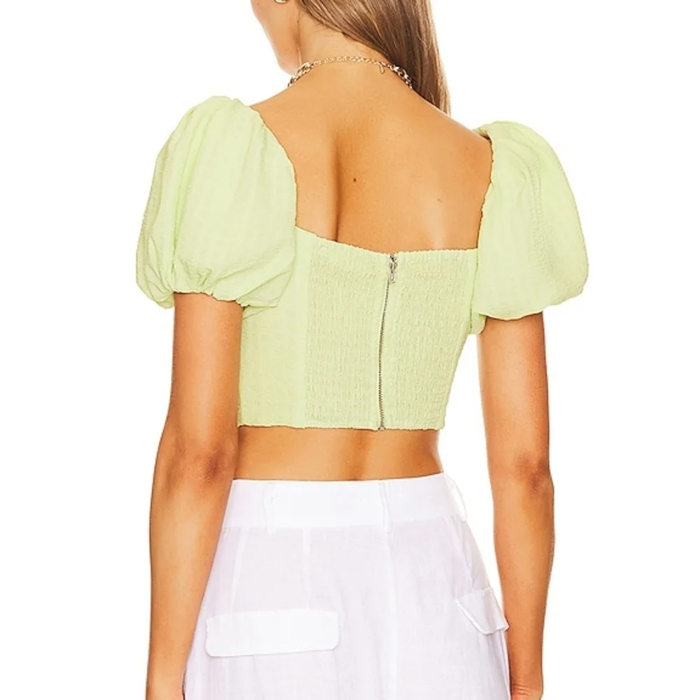 ASTR The Label Paola Puff Sleeve Paola Top Light Green Medium NWT Cottagecore